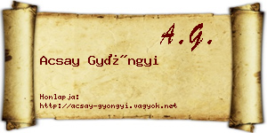 Acsay Gyöngyi névjegykártya