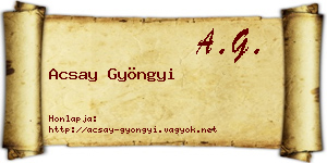 Acsay Gyöngyi névjegykártya